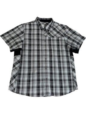 CLUB RIDE Grey Plaid Snap Front Mountain Bike Shirt UPF 50 size L